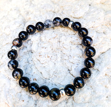 Load image into Gallery viewer, Black Tourmaline Bracelet with metal spacers