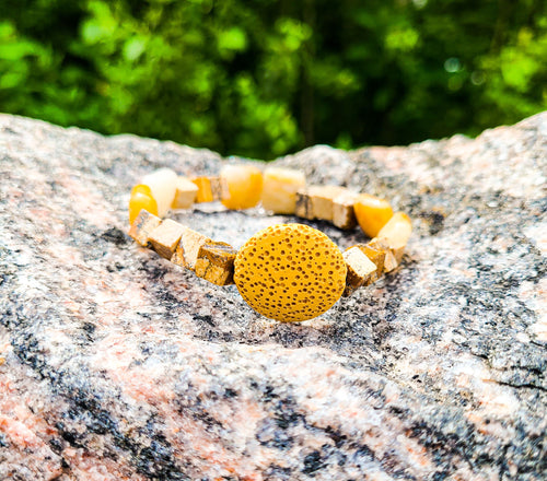 Picture Jasper - Topaz and Lava Stone Bracelet
