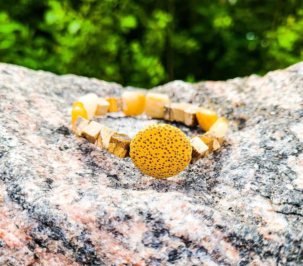 Picture Jasper - Topaz and Lava Stone Bracelet