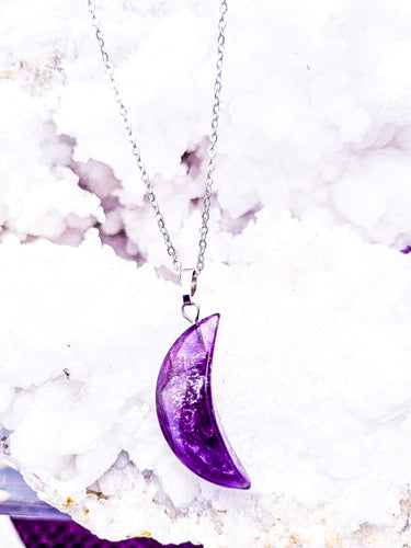 Amethyst Cresent Moon Pendant Necklace