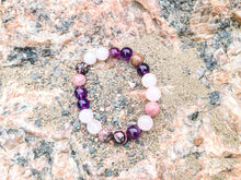 Load image into Gallery viewer, Rhodonite  Amethyst and Rose Quartz Bracelet, Compassion Bracelet