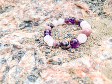 Load image into Gallery viewer, Rhodonite  Amethyst and Rose Quartz Bracelet, Compassion Bracelet