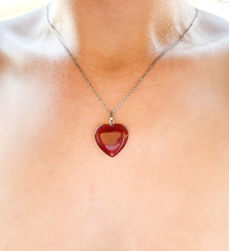 Carnelian Heart Pendant Necklace
