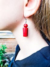 Load image into Gallery viewer, Red Coral and Howlite Earrings