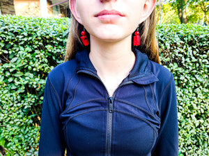 Red Coral and Howlite Earrings