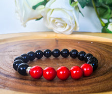 Load image into Gallery viewer, Red Agate and Onyx Bracelet | Star Soul Metaphysics