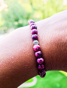 Sesame Kiwi Jasper Bracelet 6mm Stretch Bracelet