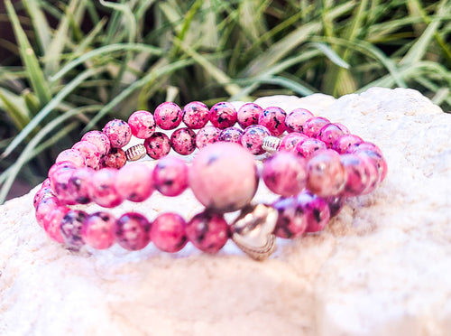 Sesame Kiwi Jasper Bracelet 6mm Stretch Bracelet
