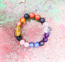 Load image into Gallery viewer, Seven Chakra Lava Stone Bracelet 