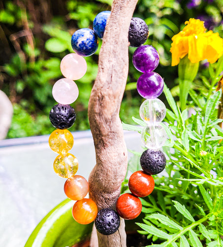 Seven Chakra Lava Stone Bracelet - Star Soul Metaphysics