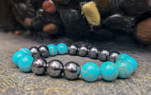 Load image into Gallery viewer, Turquoise and Hematite Gemstone Bracelet