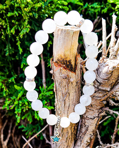 White Agate Bracelet With Star Charm