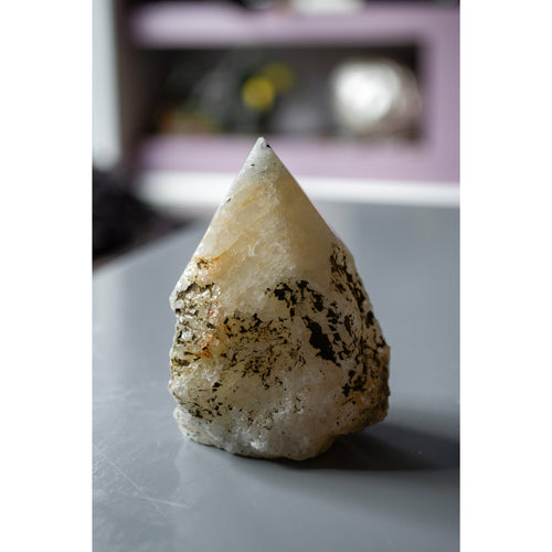 Quartz with Black Tourmaline polished point | Star Soul Metaphysics