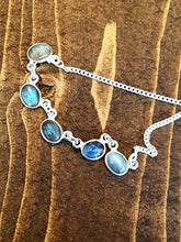Load image into Gallery viewer, Rainbow Moonstone Sterling Silver Necklace