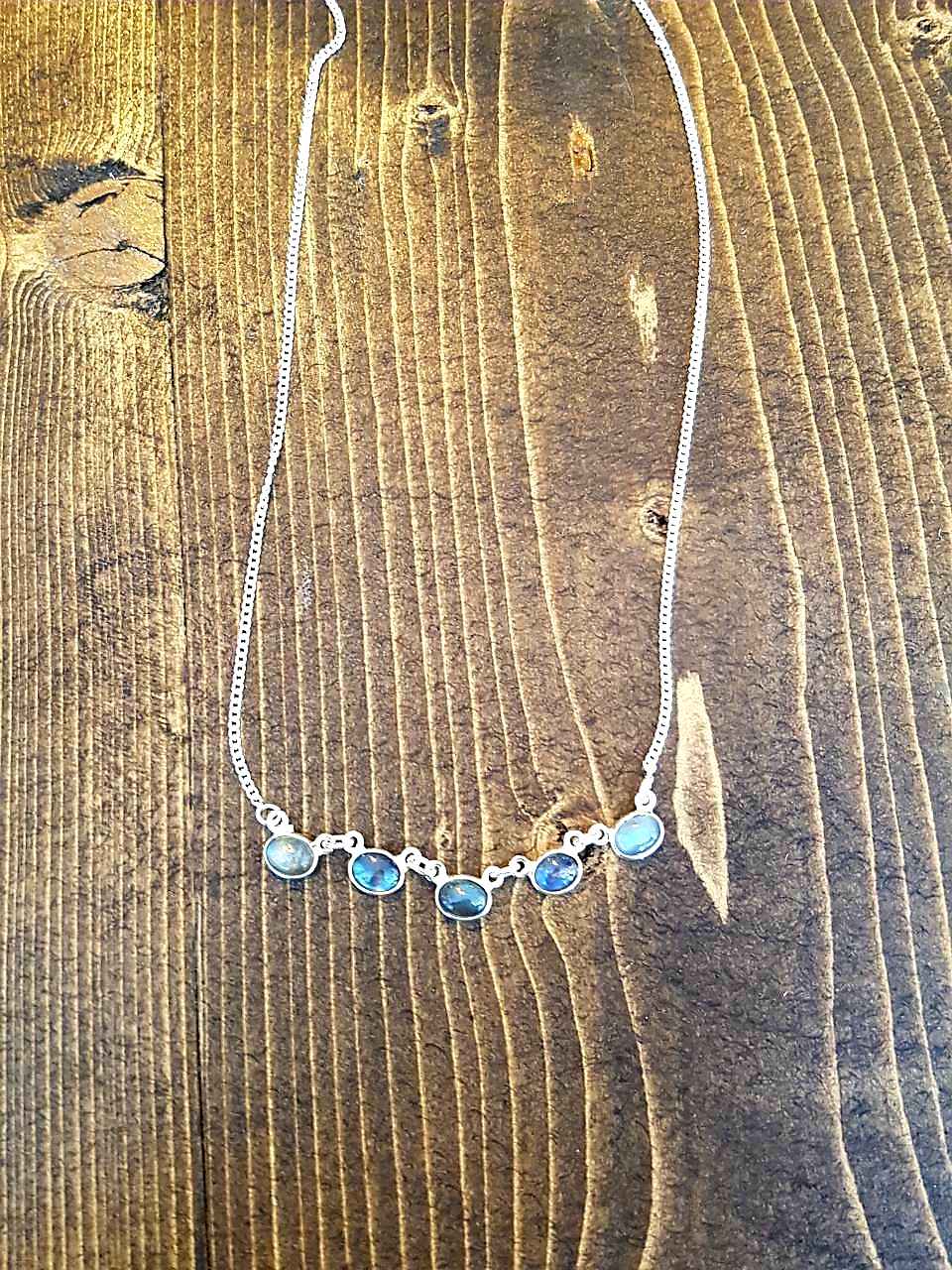 Rainbow Moonstone Silver Necklace