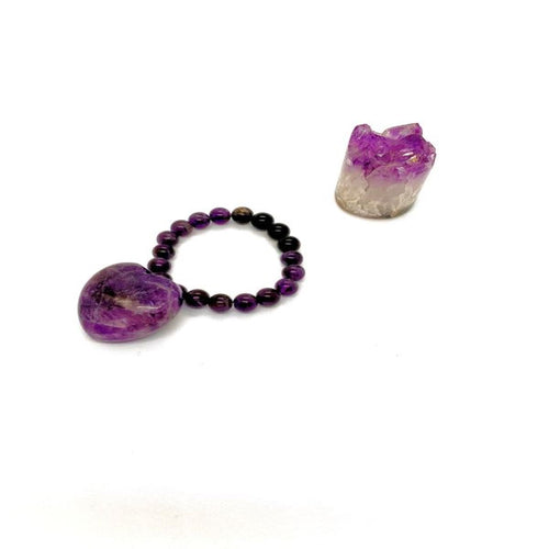 Amethyst and Obsidian Bracelet