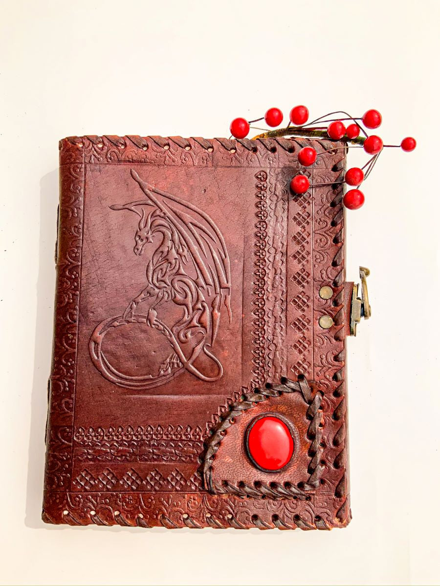 Leather Journal with Embossed Dragon | Star Soul Metaphysics