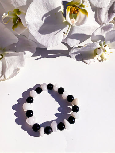 White Onyx  and Obsidian Bracelet | Star Soul Metaphysics